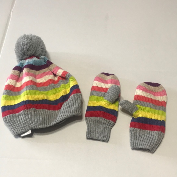 See matching sweater Gap Kids Striped Hat and Mittens New worn once - Picture 1 of 6